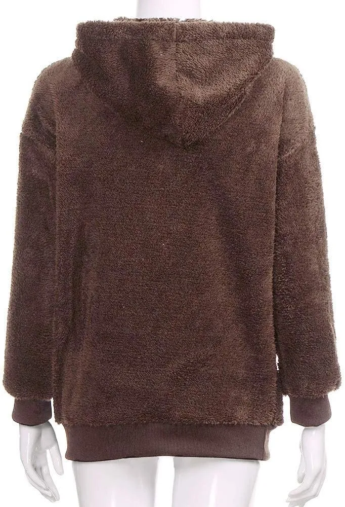 FORUU womens Tops & Tees Womens Sweatshirt, Fashion Comfy Soft Cute Hooded Winter Warm Zipper Pocket Pullover