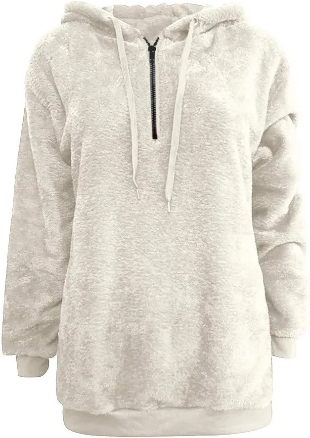 FORUU womens Tops & Tees Womens Sweatshirt, Fashion Comfy Soft Cute Hooded Winter Warm Zipper Pocket Pullover