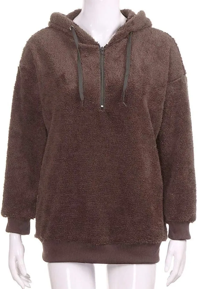 FORUU womens Tops & Tees Womens Sweatshirt, Fashion Comfy Soft Cute Hooded Winter Warm Zipper Pocket Pullover