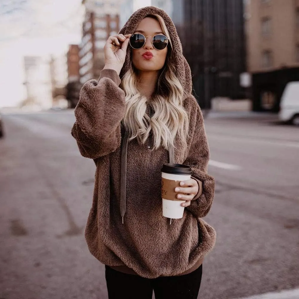 FORUU womens Tops & Tees Womens Sweatshirt, Fashion Comfy Soft Cute Hooded Winter Warm Zipper Pocket Pullover