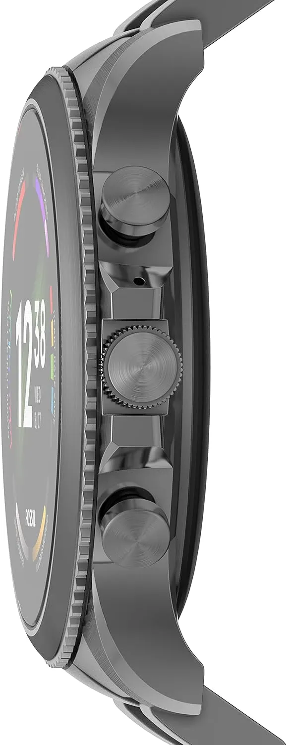 Fossil Men's Gen 6 44mm Stainless Steel Touchscreen Smart Watch, Color: Smoke (Model: FTW4059V/FTW4059R)