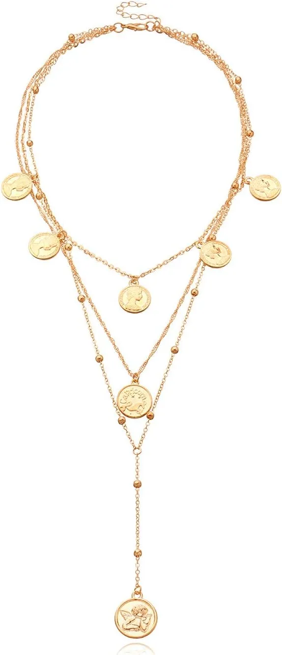 FOTN Gold Layered Necklaces for Women, 14K Dainty Gold Chain Necklace Women Trendy Cuban Link Chain Toggle Clasp Necklace Fashion Chunky Jewelry for Women
