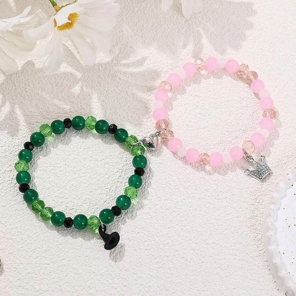 Friendship Matching Bracelets,Friendship Bracelets,Witch Hat & Crown Matching Bracelets,Christmas Birthday Jewelry Gifts for Couples Family Couple Sister Jewelry to My Friends