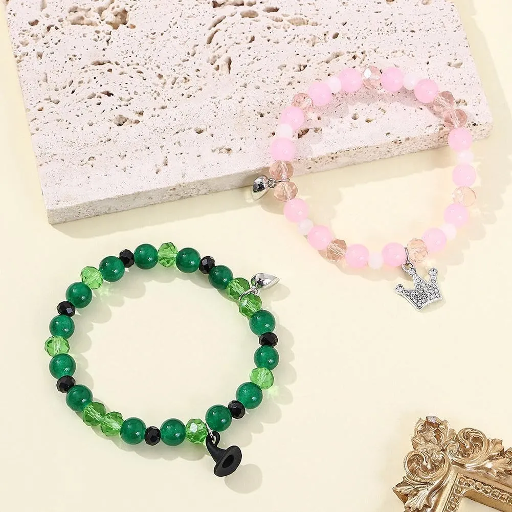 Friendship Matching Bracelets,Friendship Bracelets,Witch Hat & Crown Matching Bracelets,Christmas Birthday Jewelry Gifts for Couples Family Couple Sister Jewelry to My Friends