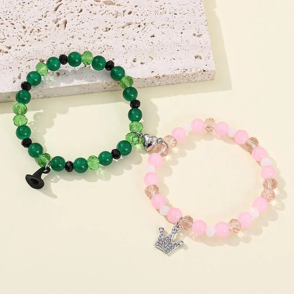 Friendship Matching Bracelets,Friendship Bracelets,Witch Hat & Crown Matching Bracelets,Christmas Birthday Jewelry Gifts for Couples Family Couple Sister Jewelry to My Friends