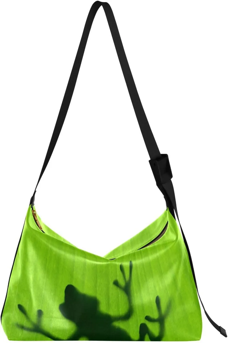 Frog Shadow Hobo Crossbody Bags for Women Leather Large Shoulder Bag Cross Body Banana Leaf Trendy Womens Tote Bags Handbag for Travel Shopping