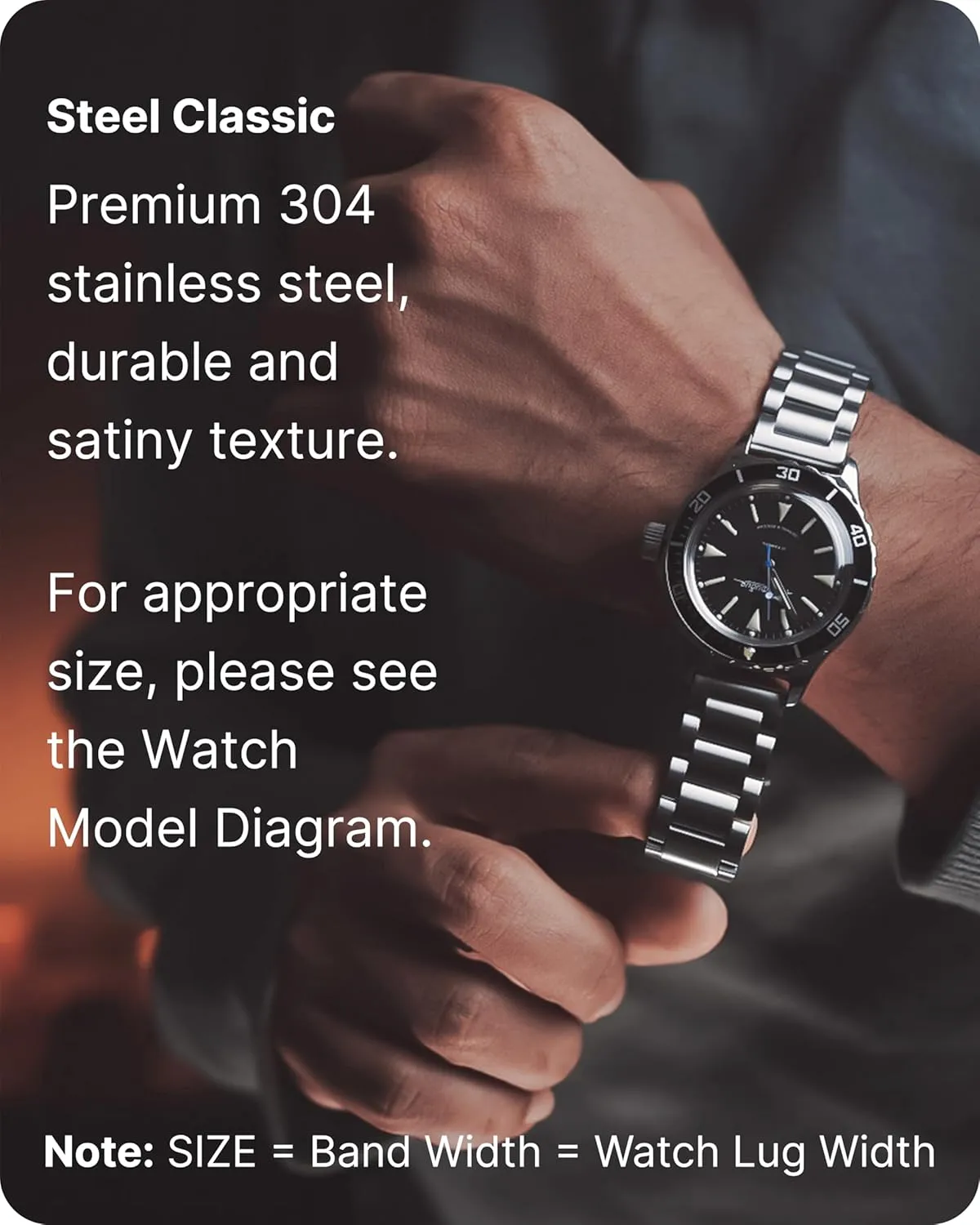 Fullmosa Watch Band, Quick Release Stainless Steel Replacement for Men Women, Metal Chain Watch Strap Width 16mm 18mm 19mm 20mm 22mm 24mm, Silver, 20mm
