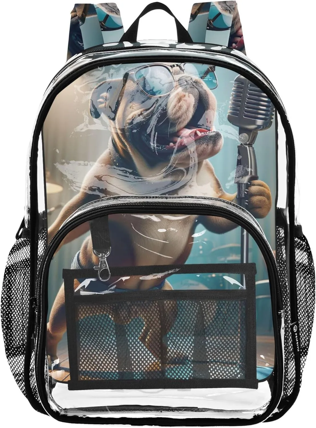 Funny Bulldog Cute Women Clear Backpack Cute Girls Backpack Kids Boys School Clear Plastic Bag Pvc