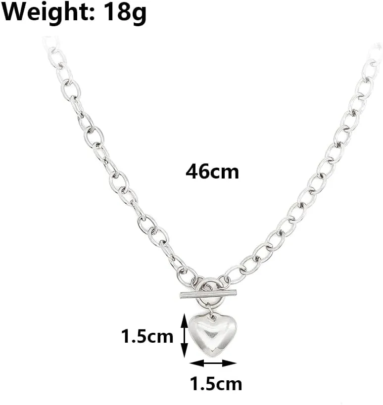 FUTIMELY Gold-Plating Heart Chunky Choker Necklaces,14K Punk Puffy Love Thick Chain Pendant Necklaces, Charm Statement Jewelry Gifts for Women