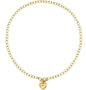 FUTIMELY Gold-Plating Heart Chunky Choker Necklaces,14K Punk Puffy Love Thick Chain Pendant Necklaces, Charm Statement Jewelry Gifts for Women