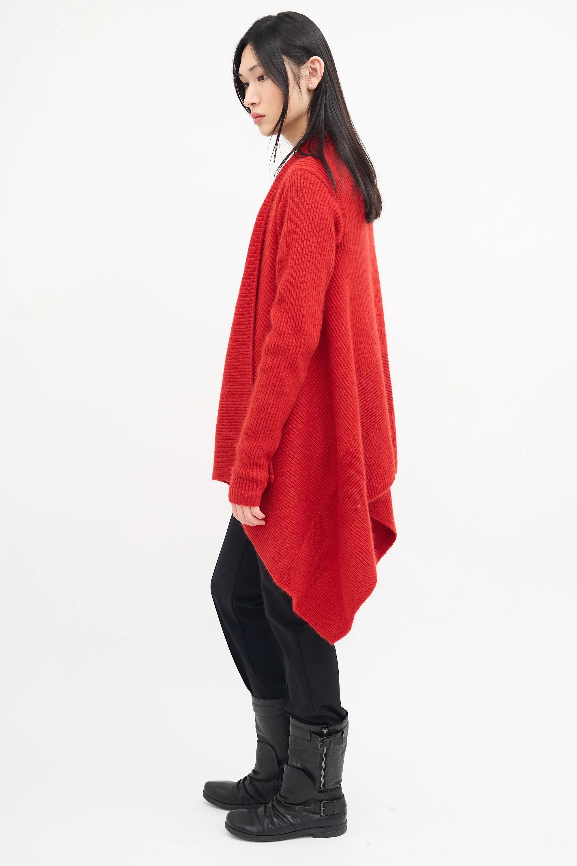 FW 2019 Red Knit Open Cardigan