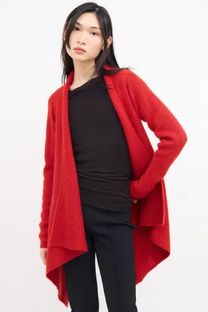 FW 2019 Red Knit Open Cardigan