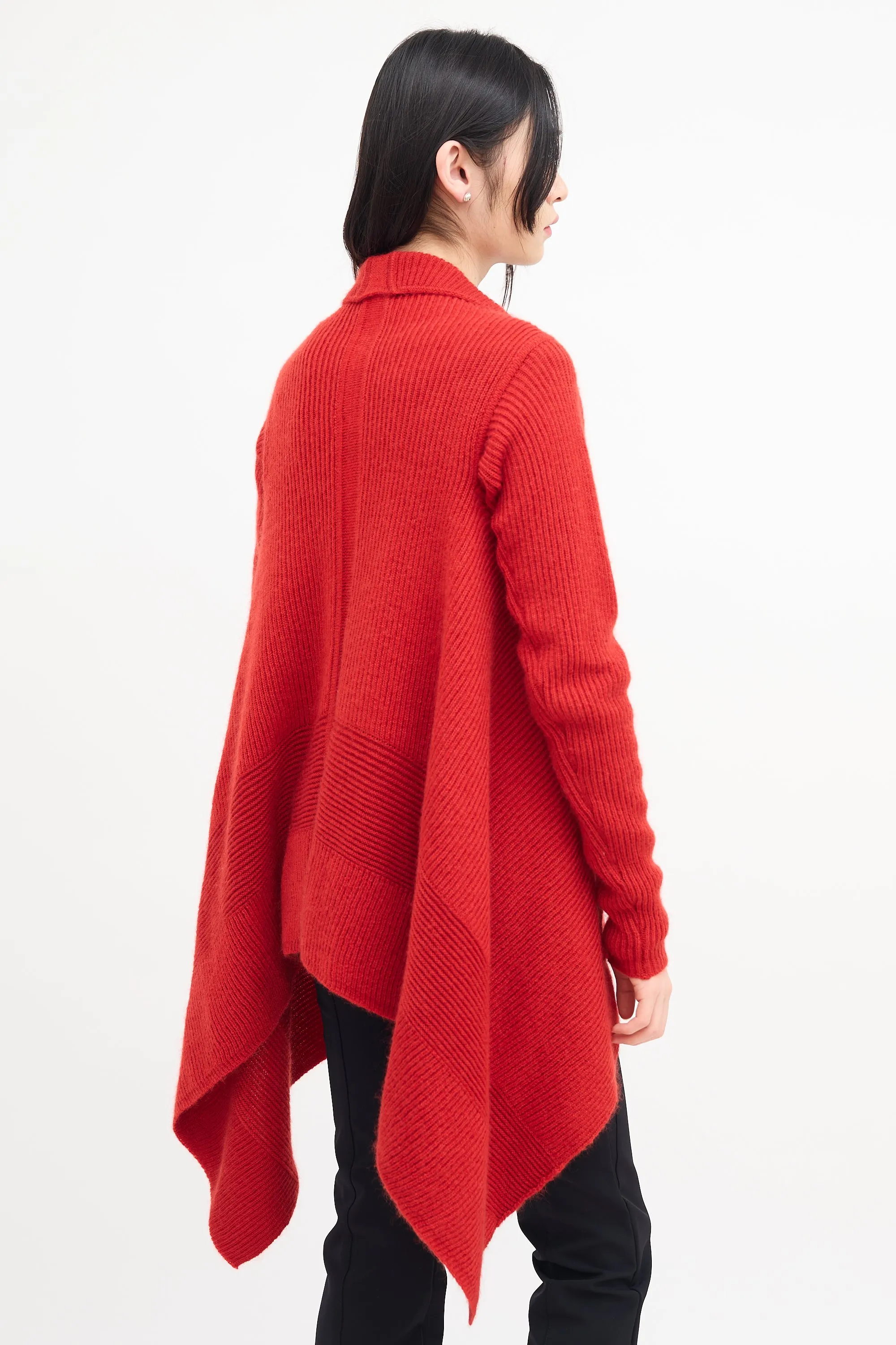 FW 2019 Red Knit Open Cardigan