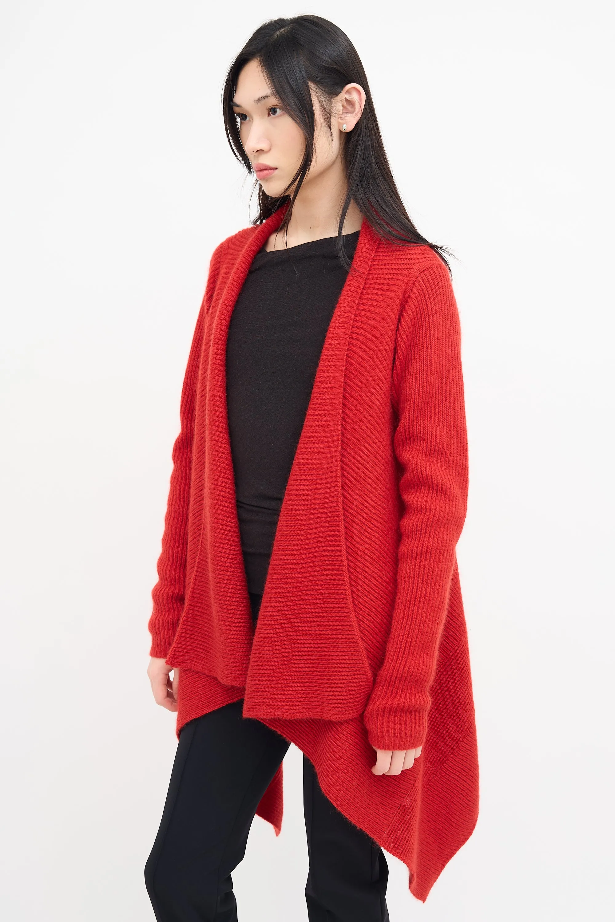 FW 2019 Red Knit Open Cardigan