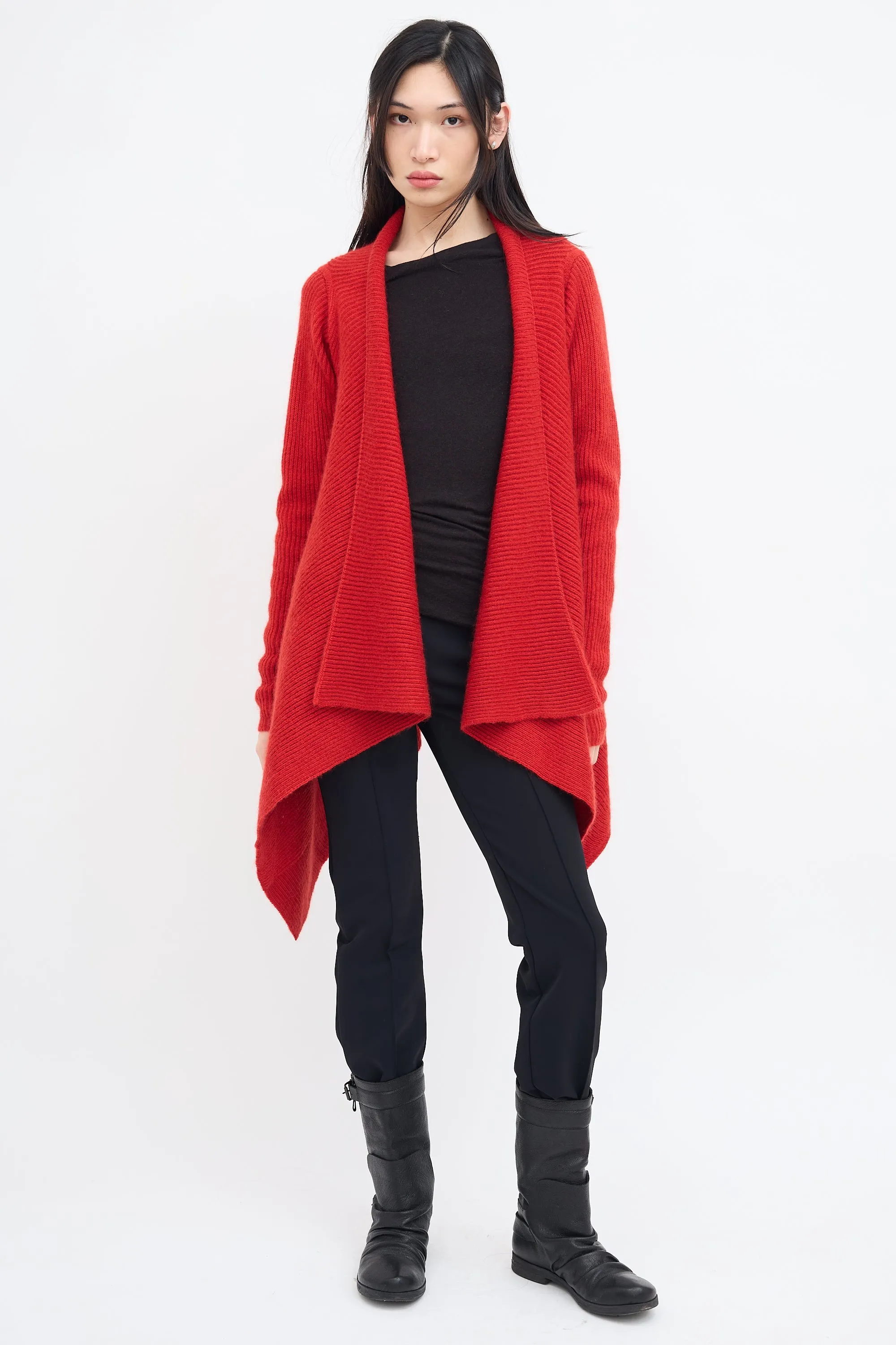 FW 2019 Red Knit Open Cardigan
