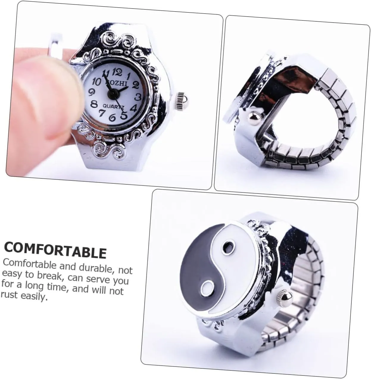 Gatuida 2 Pcs Disc Ring Watch One Ring Watch Ring Retro Finger Ring Statement Ring Digital Watches for Women Yin Yang Ring Finger Rings for Men Finger Ornament Universal Bracelet Metal Man