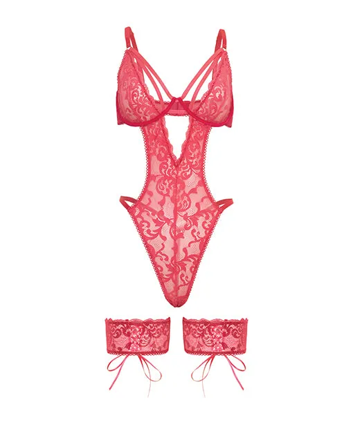 Genesis Lace Underwire Teddy with Lace Garter Stays