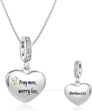 God Cross Love Heart Necklace Women Jesus Jewelry Necklace for Women Engraved Bible Verse Prayer Necklace Gifts
