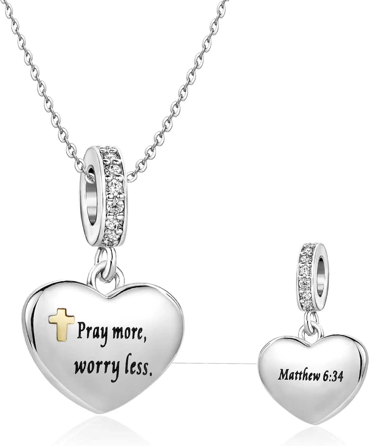 God Cross Love Heart Necklace Women Jesus Jewelry Necklace for Women Engraved Bible Verse Prayer Necklace Gifts