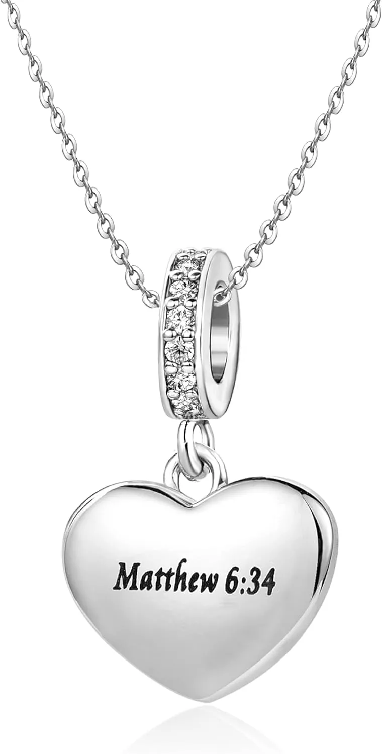 God Cross Love Heart Necklace Women Jesus Jewelry Necklace for Women Engraved Bible Verse Prayer Necklace Gifts