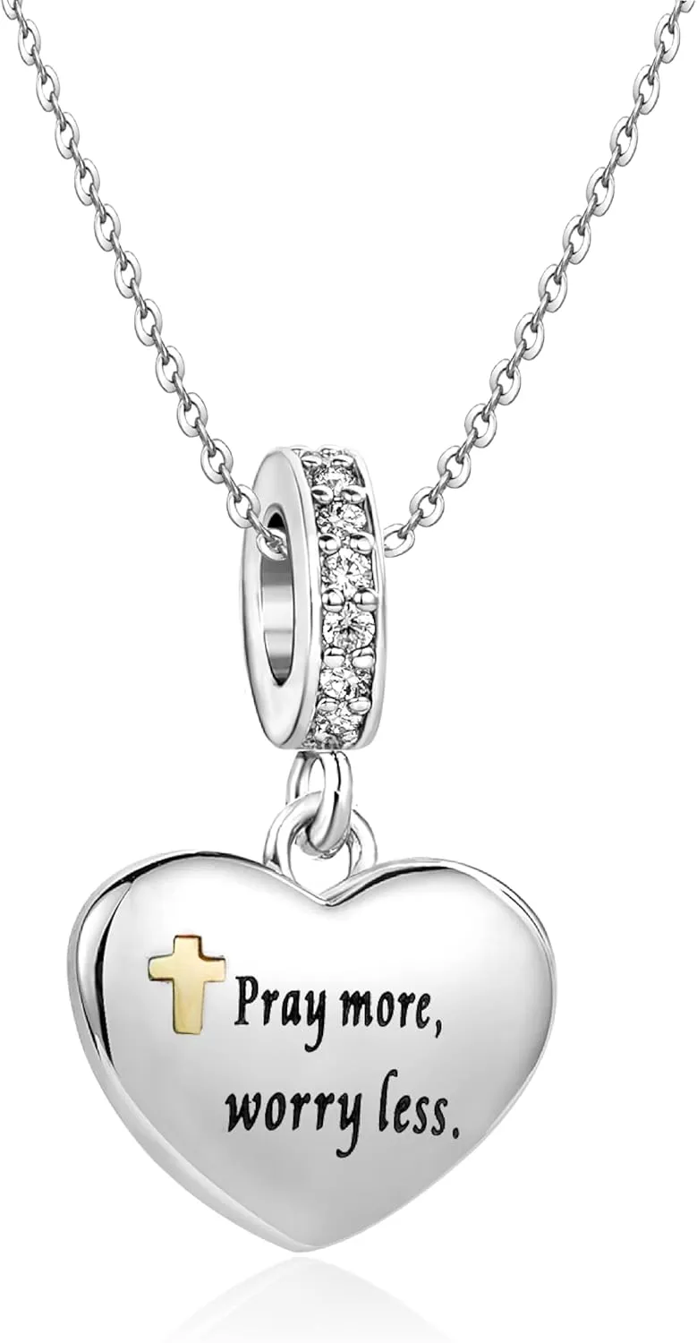God Cross Love Heart Necklace Women Jesus Jewelry Necklace for Women Engraved Bible Verse Prayer Necklace Gifts