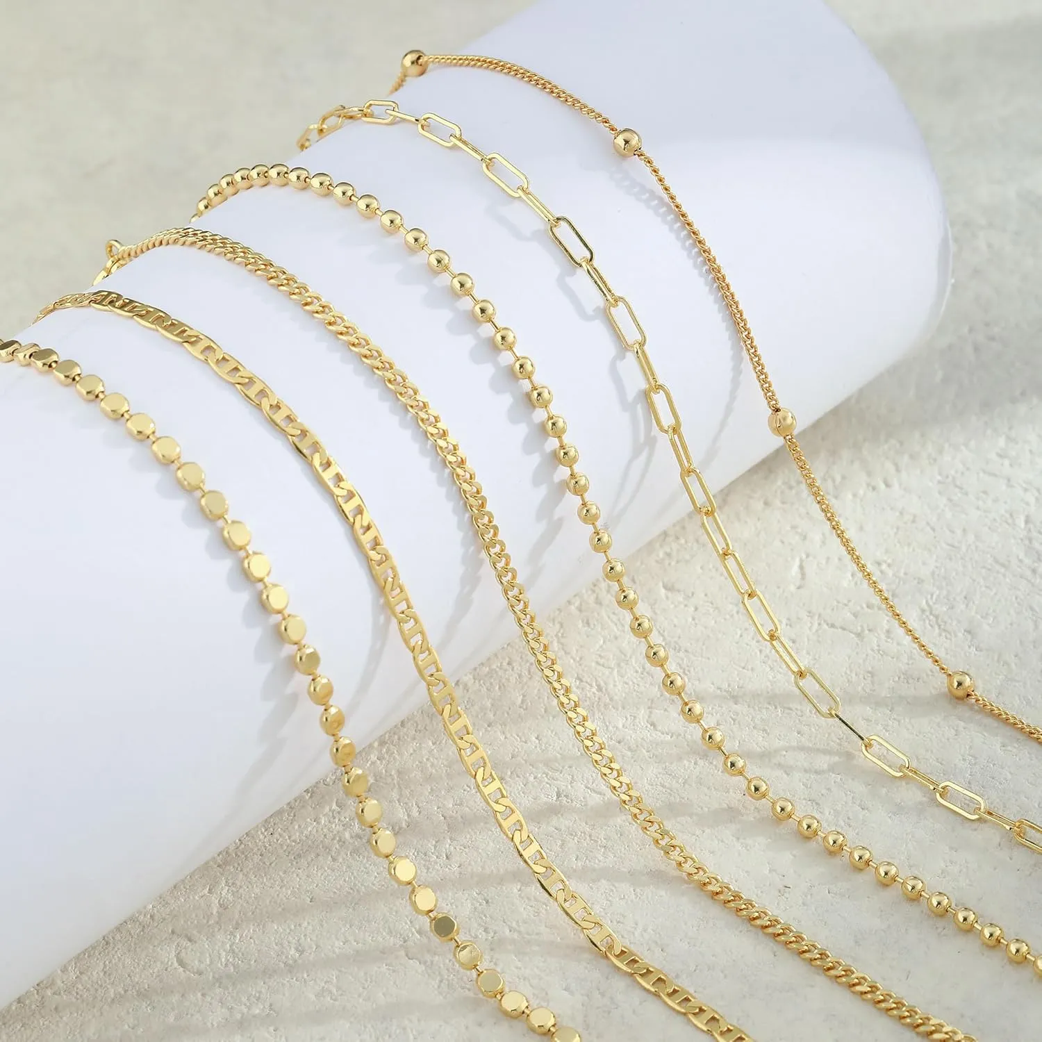 Gold Bracelets for women 14K Gold Bangle Bracelet Stack - Adjustable Waterproof Trendy Bracelets Gold Filled Stacks Bangles Link Chain Gold Bracelet Non Tarnish for Women Collection Jewelry Gifts