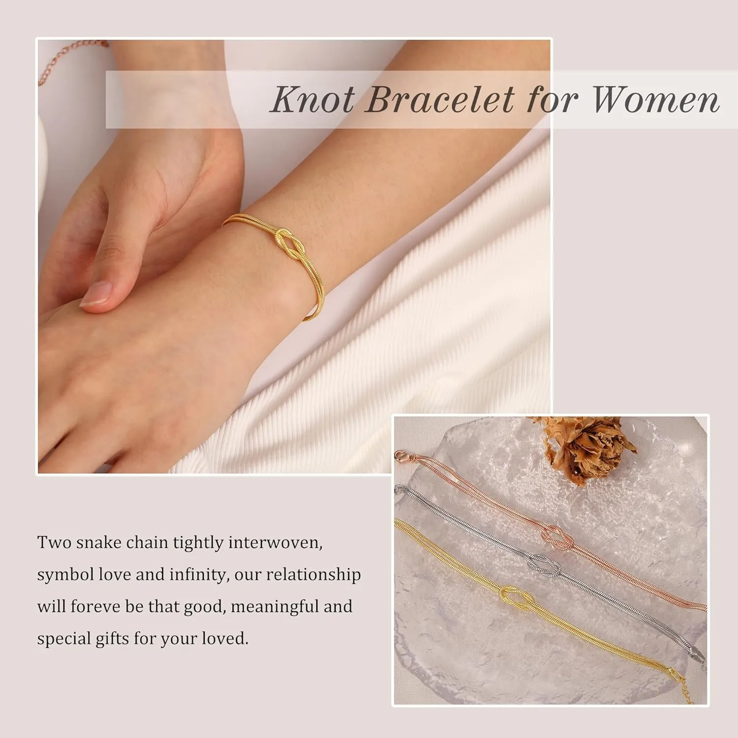 Gold Bracelets for Women Teen Girl Gifts Infinity Knot Bracelet Gifts for Daughter Granddaughter Wife Birthday Gift Ideas Anniversary Valentines Mothers Day Christmas Jewelry Gifts