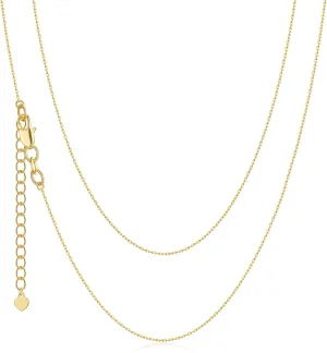 Gold Chain for Women 14K Gold 1mm Adjustable Cable Chain Necklace Layering Necklace 18 Inch