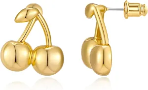 Gold Cherry Earrings For Women Trendy Stud Earrings Jewelry Fashion Statement Earring Fruit Gold Earring Chic Gift