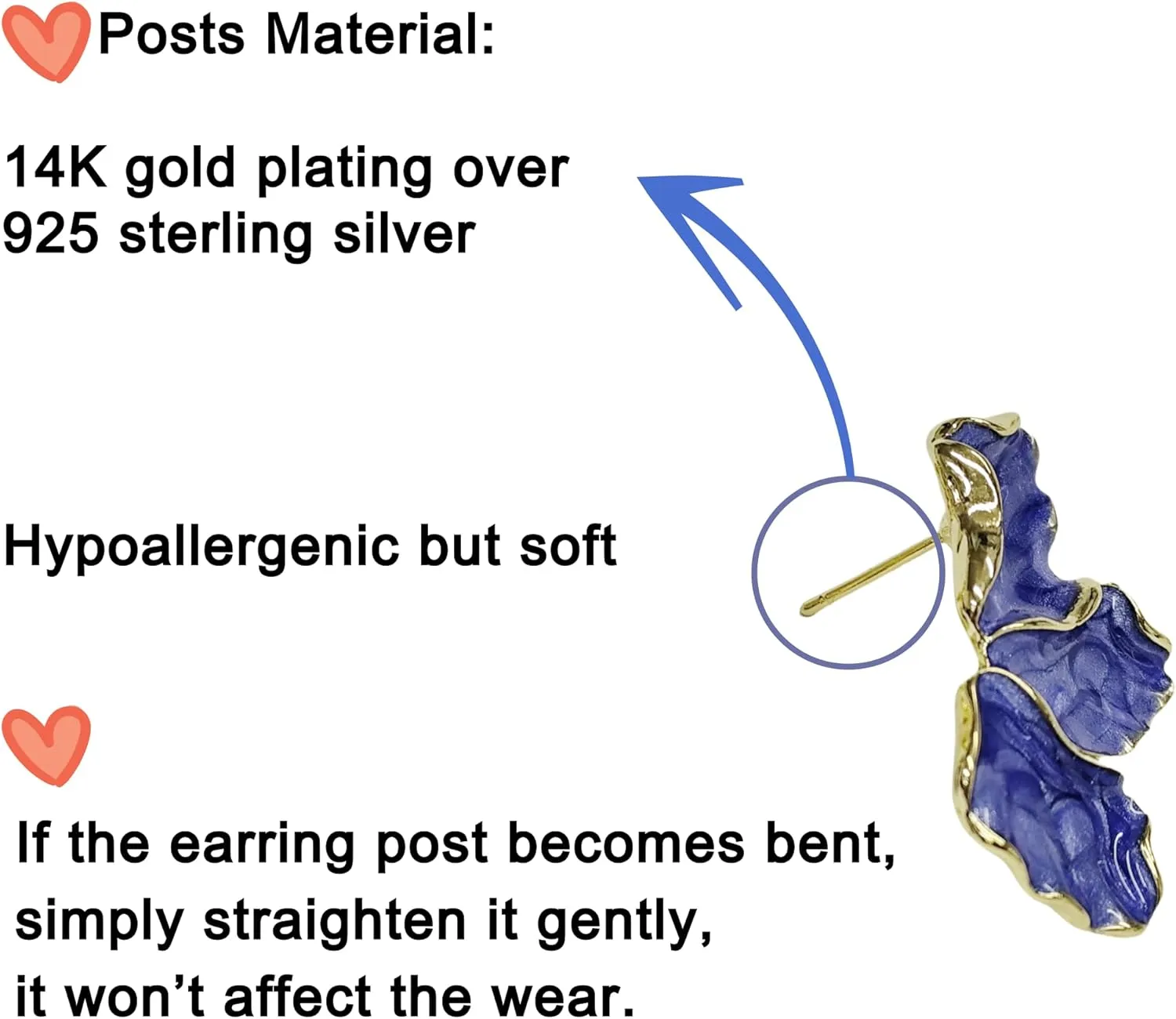 Gold Flower Earrings 14K Gold Plated Flower Dangle Drop Irregular Sparkling Dainty Earrings for Women Gift, Exaggerated Statement Earrings Punk Gold Jewelry