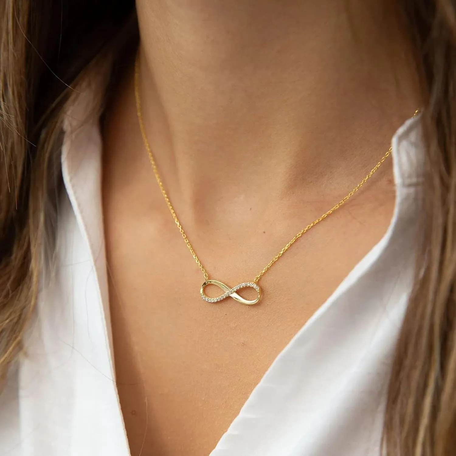 Gold Necklace for Women-14k Gold Plated Infinity Necklace Star Of David Necklace Evil Eye Cross Pendants Heart Dainty Gold Necklace For Women