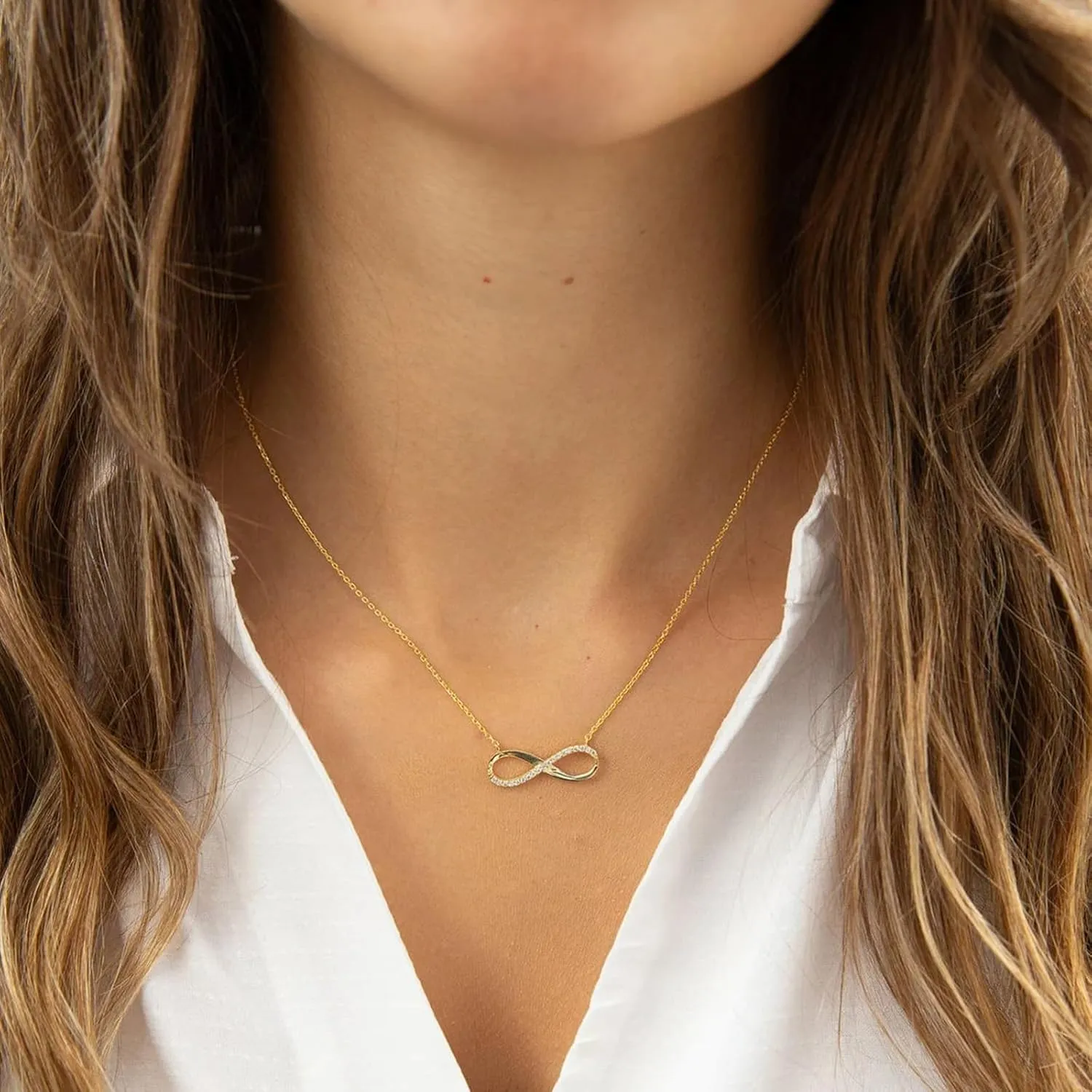 Gold Necklace for Women-14k Gold Plated Infinity Necklace Star Of David Necklace Evil Eye Cross Pendants Heart Dainty Gold Necklace For Women