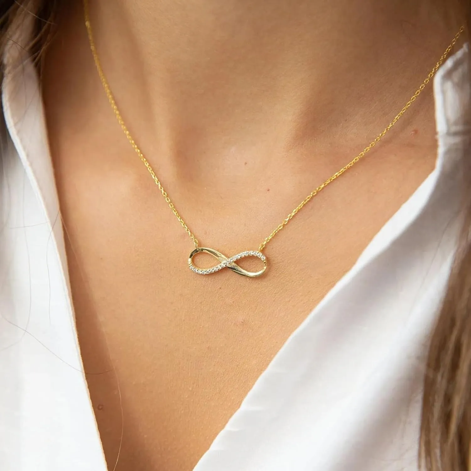 Gold Necklace for Women-14k Gold Plated Infinity Necklace Star Of David Necklace Evil Eye Cross Pendants Heart Dainty Gold Necklace For Women