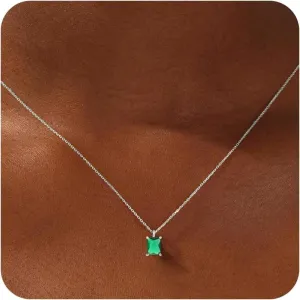 Gold Necklace for Women - 18K Gold Plated Birthstone Necklace Diamond Necklaces Mothers Dainty Gold Pendant Necklaces Birthday Gifts for Women Jewelry