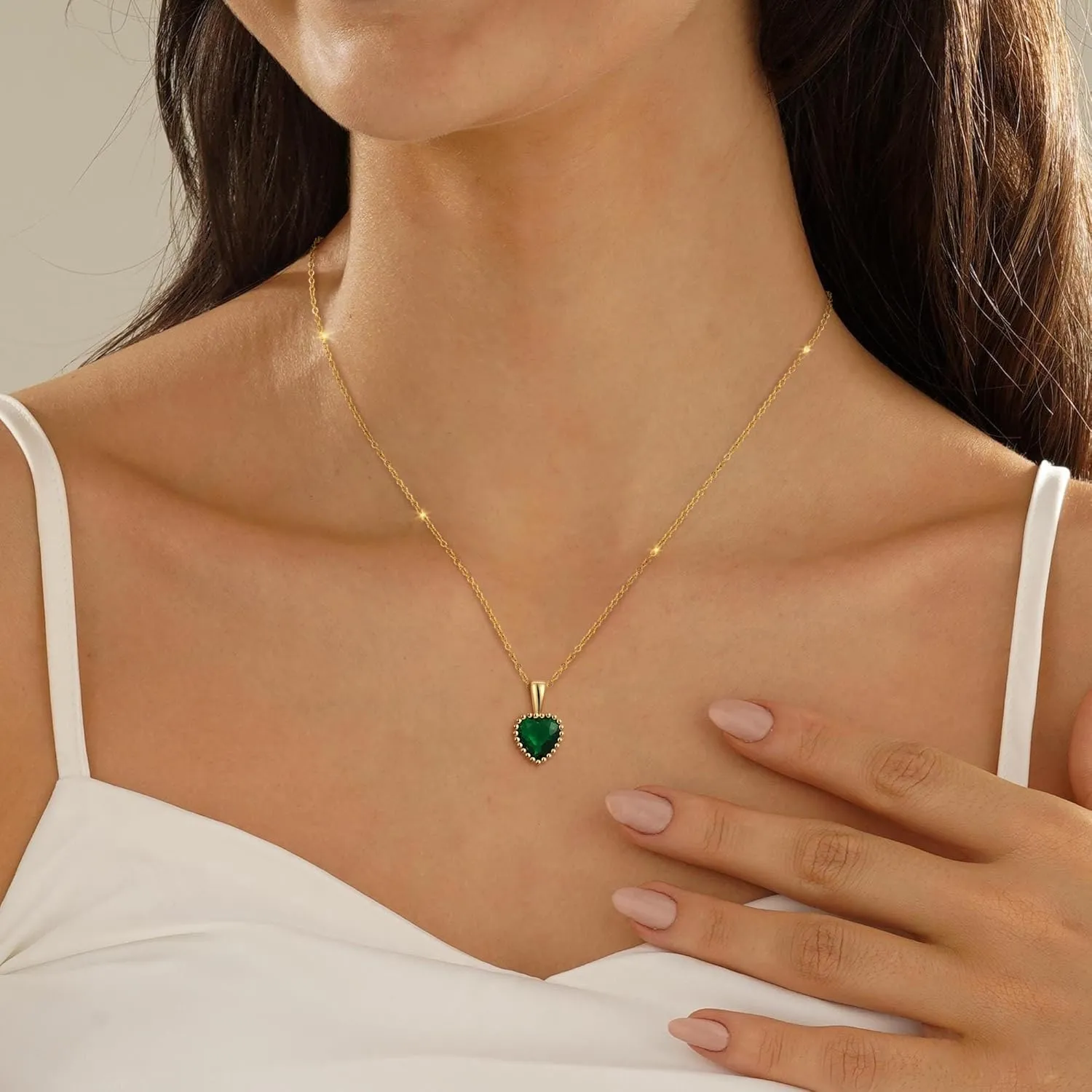 Gold Necklace for Women - 18K Gold Plated Birthstone Necklace Diamond Necklaces Mothers Dainty Gold Pendant Necklaces Birthday Gifts for Women Jewelry