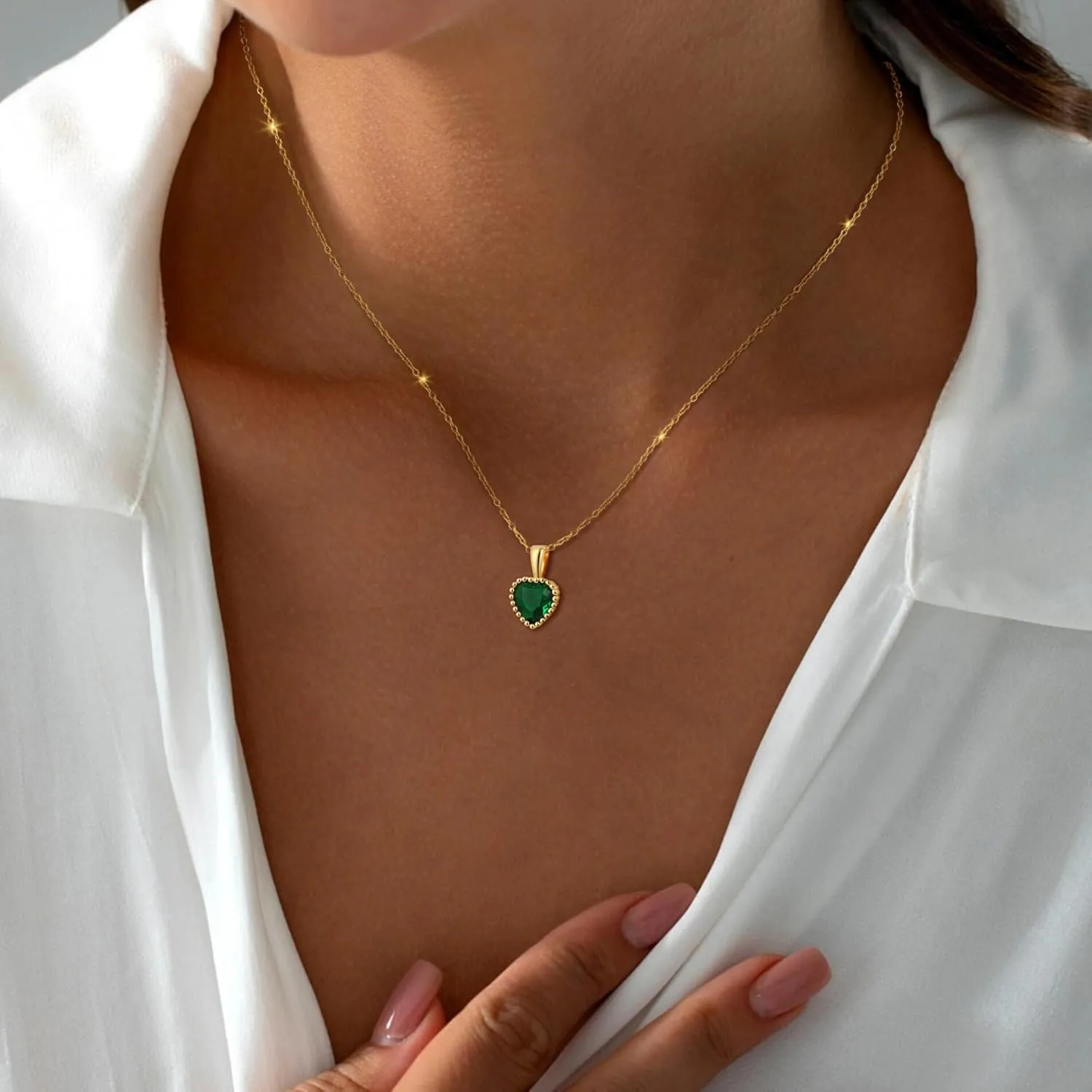 Gold Necklace for Women - 18K Gold Plated Birthstone Necklace Diamond Necklaces Mothers Dainty Gold Pendant Necklaces Birthday Gifts for Women Jewelry