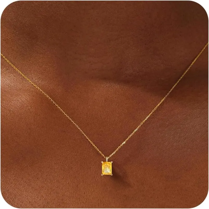 Gold Necklace for Women - 18K Gold Plated Birthstone Necklace Diamond Necklaces Mothers Dainty Gold Pendant Necklaces Birthday Gifts for Women Jewelry
