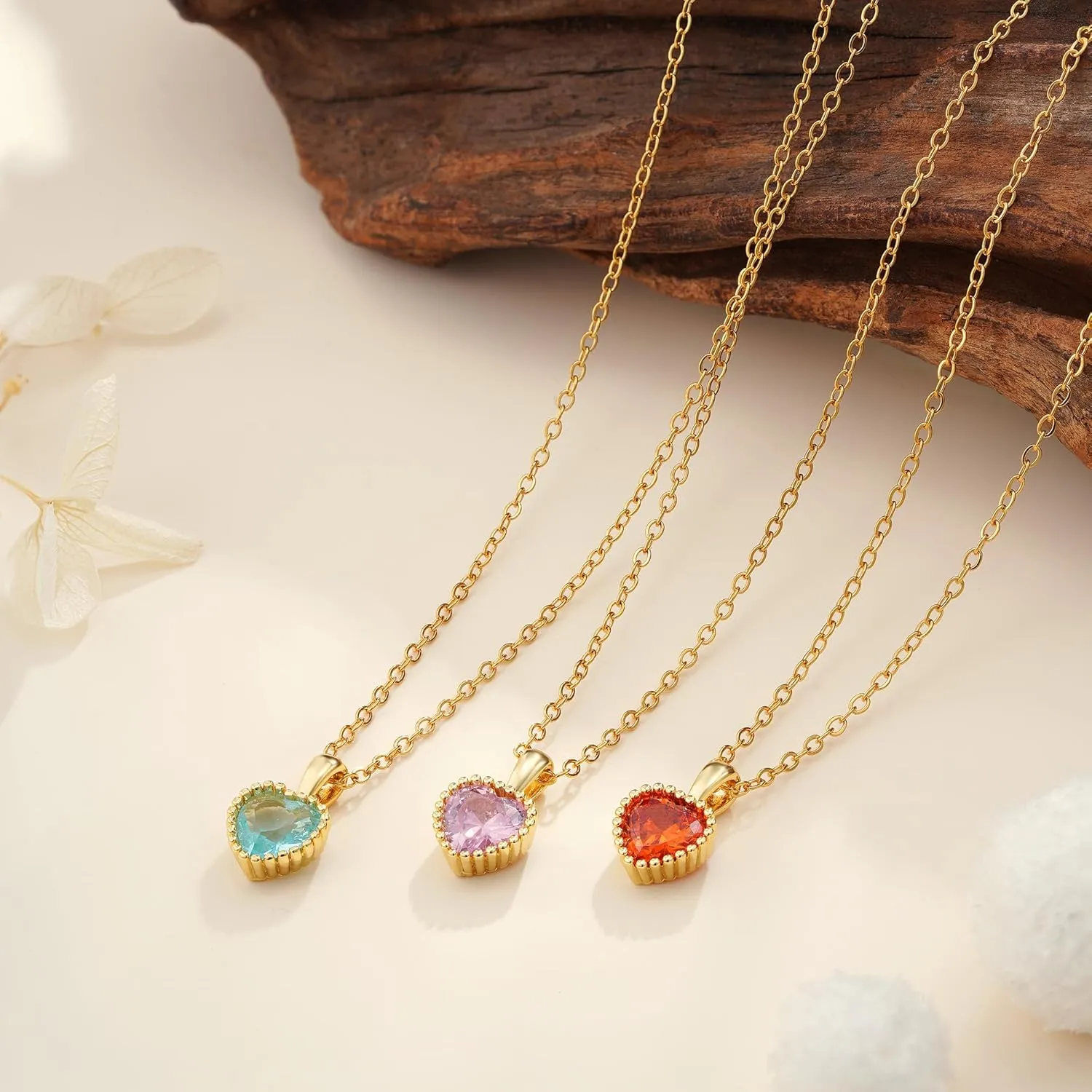 Gold Necklace for Women - 18K Gold Plated Birthstone Necklace Diamond Necklaces Mothers Dainty Gold Pendant Necklaces Birthday Gifts for Women Jewelry