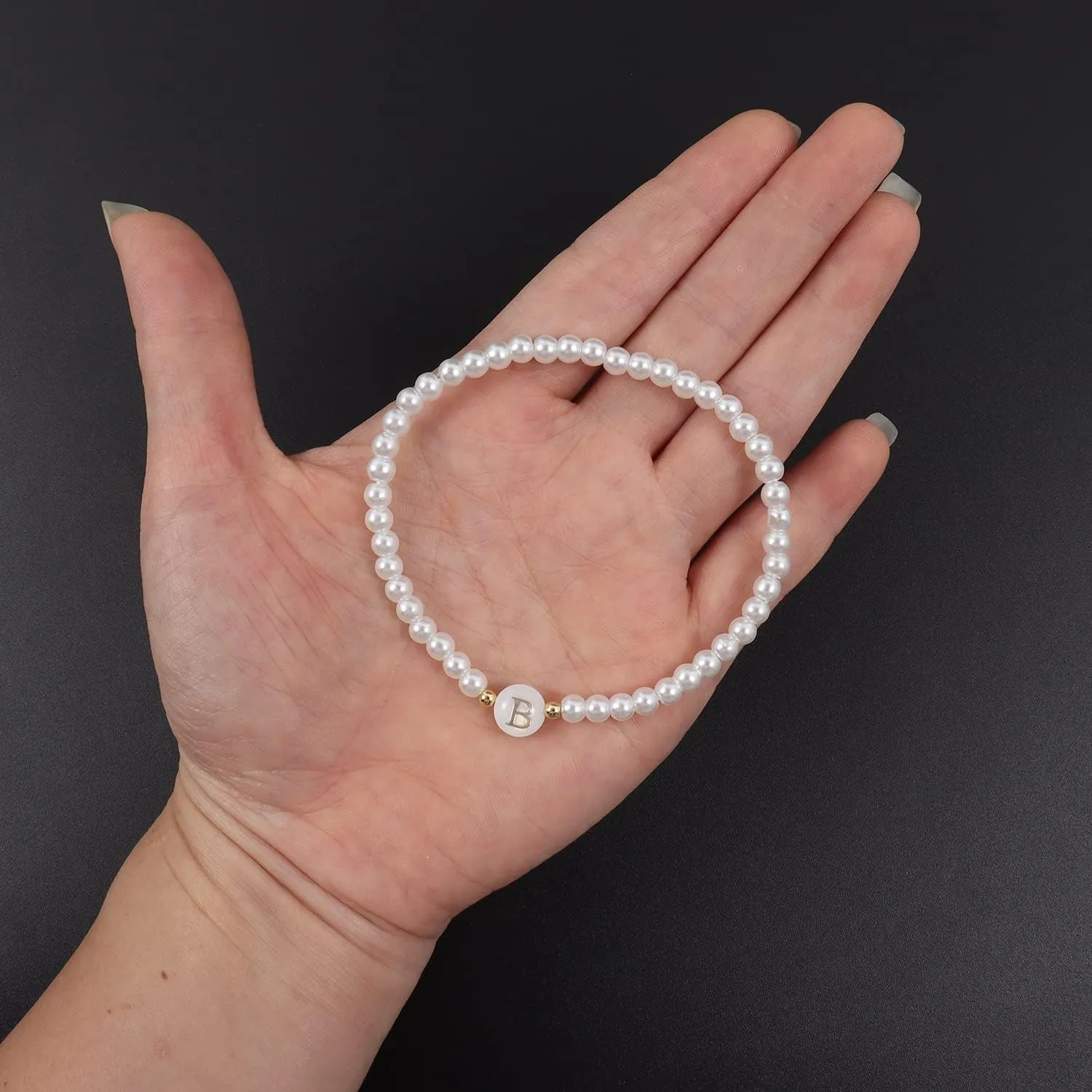 Gold Pearl Bracelets for Women Trendy Dainty Initial Bracelet,Strand Beaded 14k Gold Plated Bracelets for Women,Fashion Charm Womens Bracelets Jewelry Gifts
