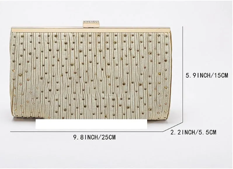 Gold Rhinestone Banquet Handbag Womens Dress Clutch Purses