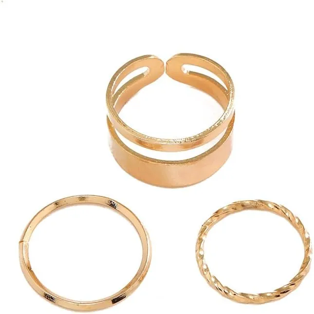 Gold Ring Set for Women Non Tarnish Vintage Stackable Rings Half Open Finger Knuckle Rings Fashion Chain Rings Twisted Ring Jewelry