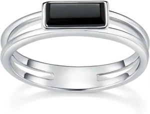 Gold Rings|Silver Rings| Black Onyx Rings|14K Gold/White Gold Plated Rings For Women| Wedding Band|Gold/Silver Rings for Women 4mm Band Size 4-12