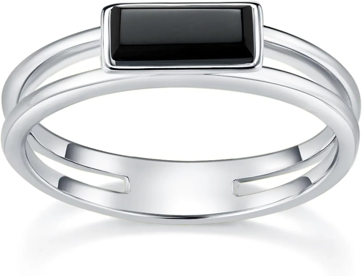Gold Rings|Silver Rings| Black Onyx Rings|14K Gold/White Gold Plated Rings For Women| Wedding Band|Gold/Silver Rings for Women 4mm Band Size 4-12