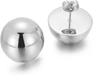 Gold Silver Half Ball Stud Earrings High Polished Round Earrings Trendy Jewelry for Women 20mm/18MM/16MM/12MM Balls