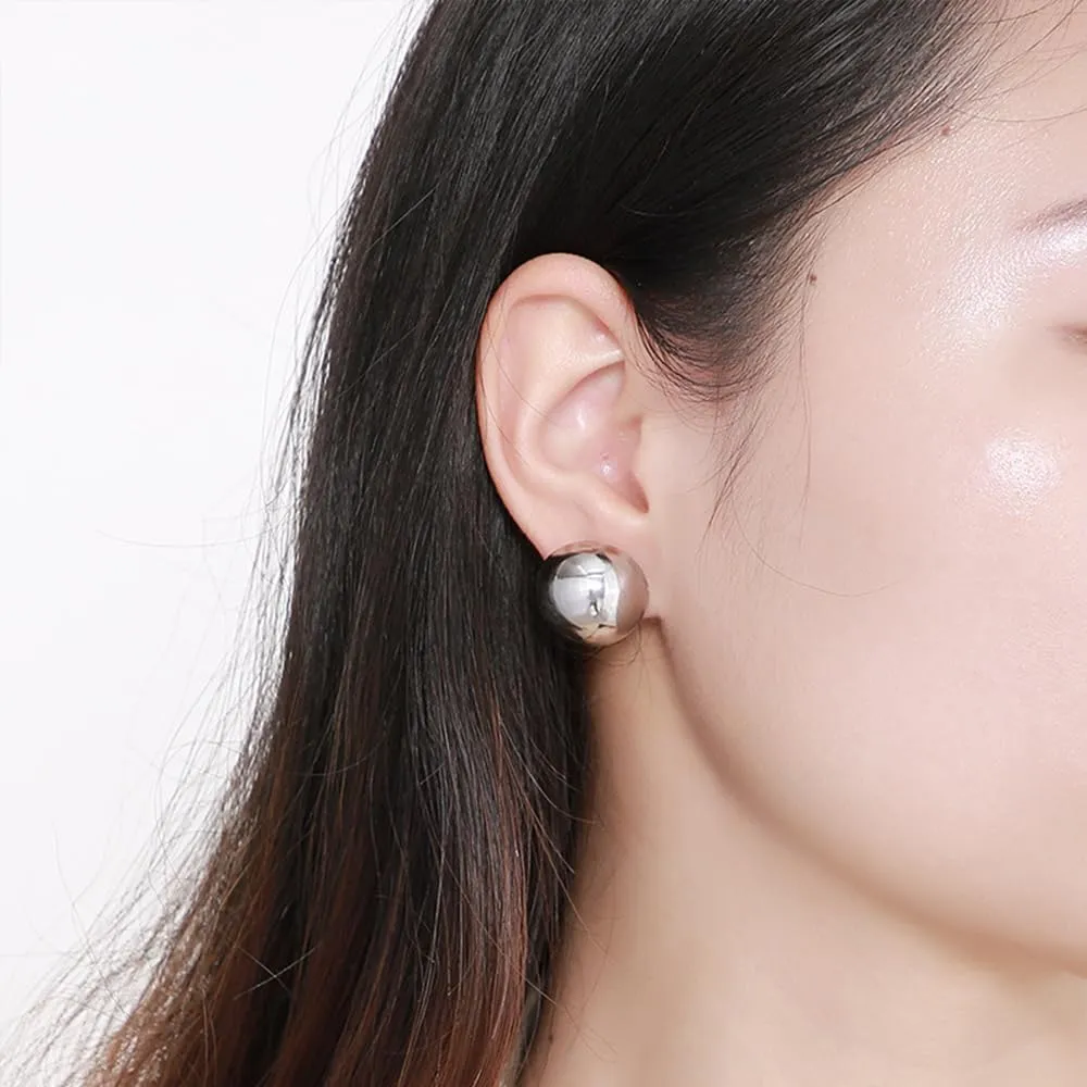 Gold Silver Half Ball Stud Earrings High Polished Round Earrings Trendy Jewelry for Women 20mm/18MM/16MM/12MM Balls