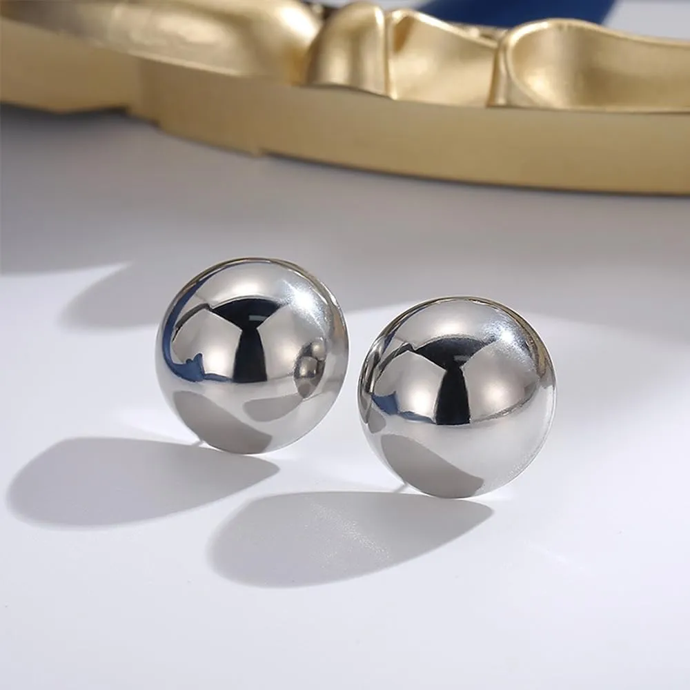 Gold Silver Half Ball Stud Earrings High Polished Round Earrings Trendy Jewelry for Women 20mm/18MM/16MM/12MM Balls