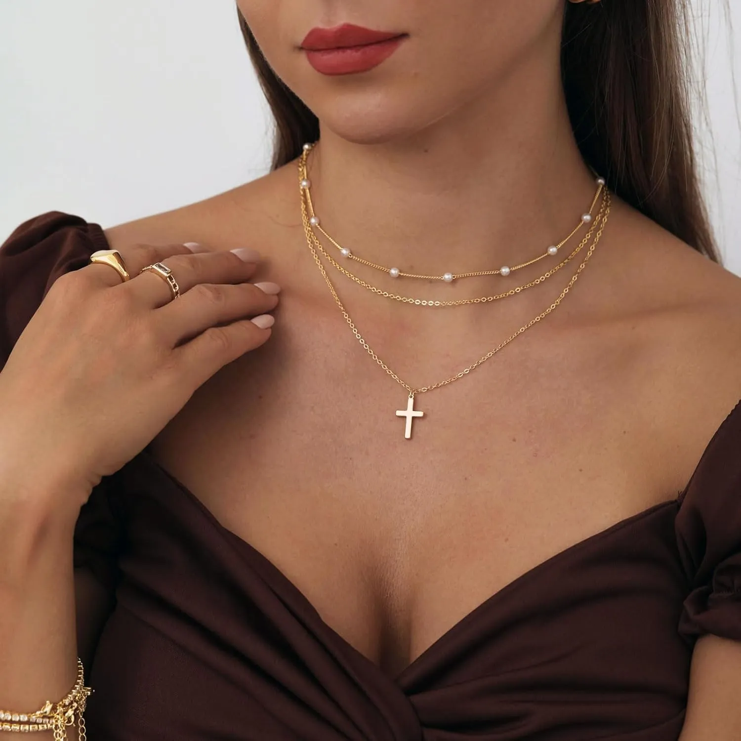 Gold Silver Pearl Necklaces for Women Dainty Pearls Necklace Round Imitation Choker Simple Bridesmaid Wedding Jewelry