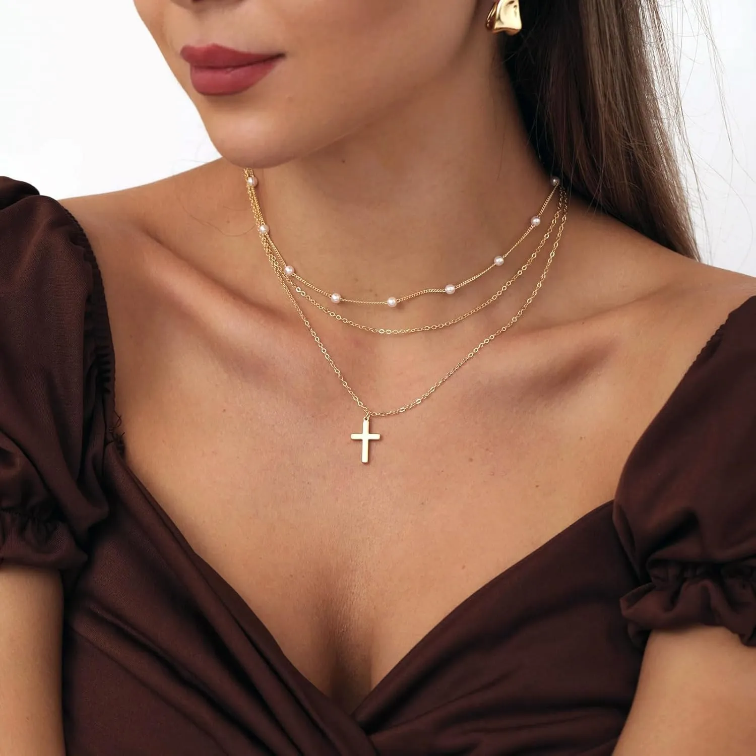 Gold Silver Pearl Necklaces for Women Dainty Pearls Necklace Round Imitation Choker Simple Bridesmaid Wedding Jewelry