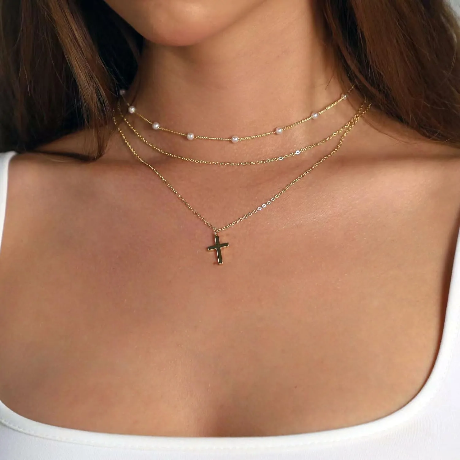Gold Silver Pearl Necklaces for Women Dainty Pearls Necklace Round Imitation Choker Simple Bridesmaid Wedding Jewelry