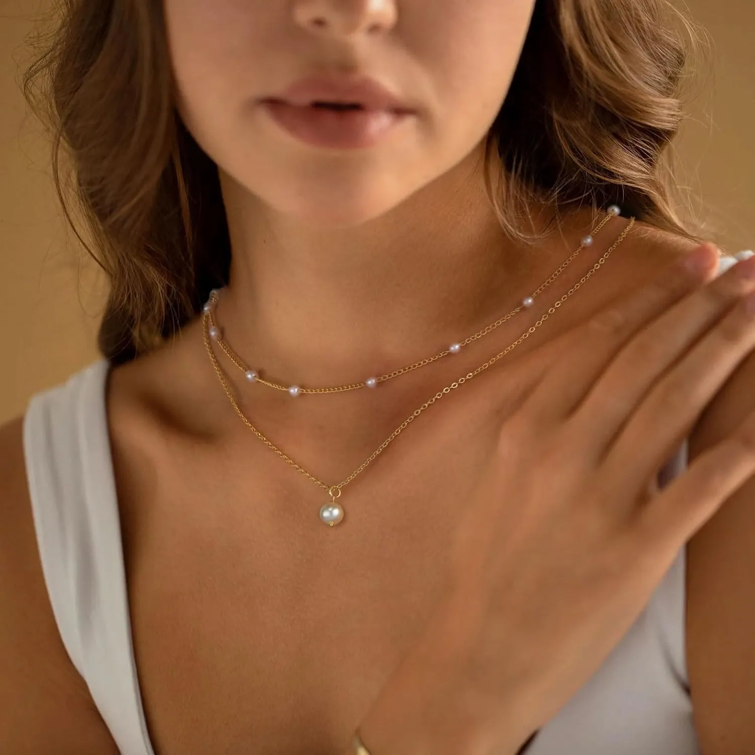 Gold Silver Pearl Necklaces for Women Dainty Pearls Necklace Round Imitation Choker Simple Bridesmaid Wedding Jewelry